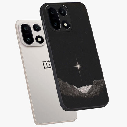 Cosmic Dream Night Glass Case for 1+15 angled mockup showcasing glossy finish and rich midnight gradients