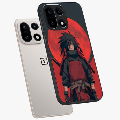 Crimson Moon Warlord Glass Case for 1+15 angled mockup showcasing glossy finish and intense dark red tones