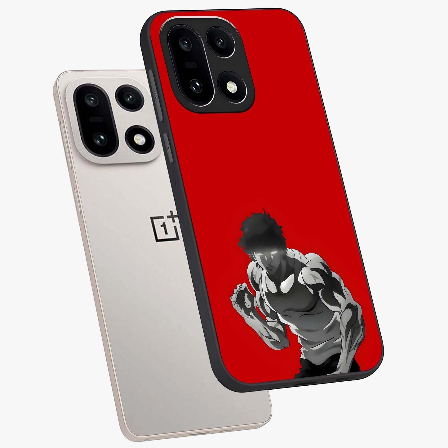 Crimson Power Rush Glass Case for 1+15 angled mockup showcasing glossy finish and high energy design