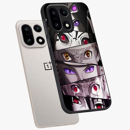 Eyes of Destiny Glass Case for 1+15 angled mockup showcasing glossy glass finish and intense detailing