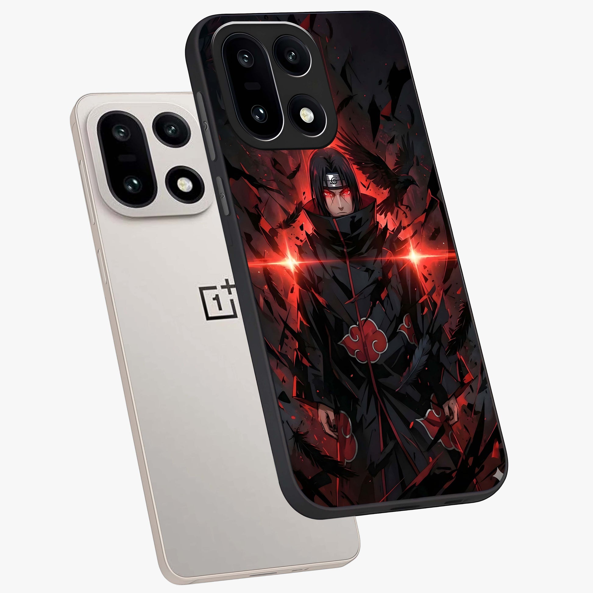 Focused Blade Discipline Glass Case for 1+15 angled mockup showcasing glossy finish and intense warrior detailing