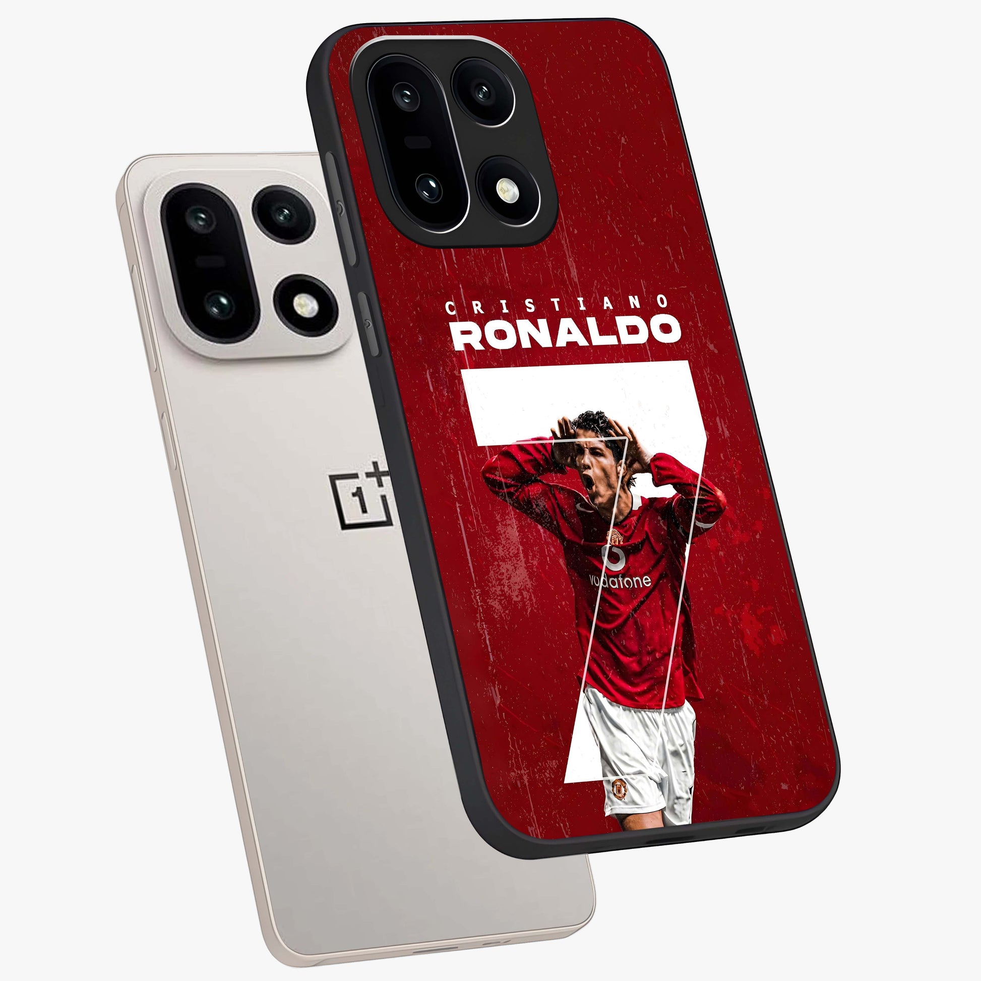 Goal Celebration Legacy Glass Case for 1+15 angled mockup showcasing glossy finish and dynamic action tones