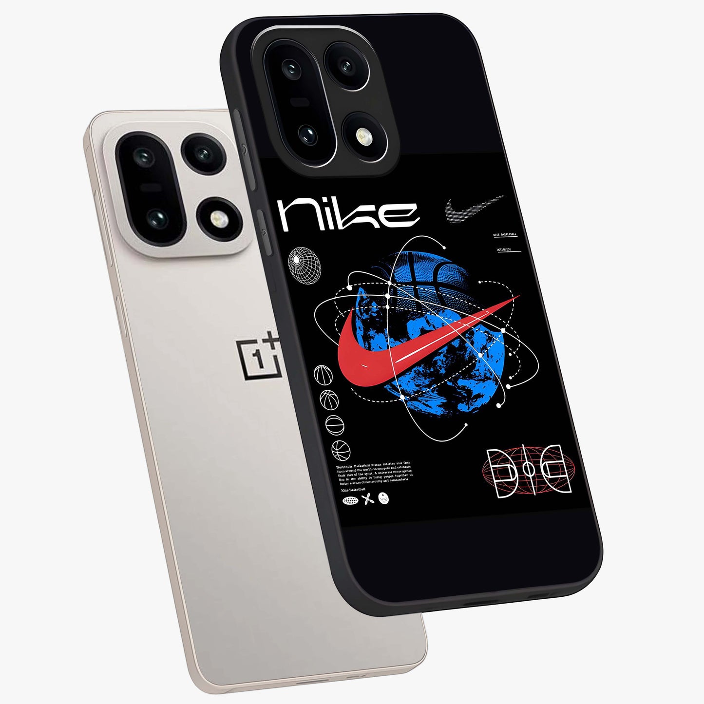 Gravity Sports Fusion Glass Case for 1+15 angled mockup showcasing glossy finish and high energy detailing