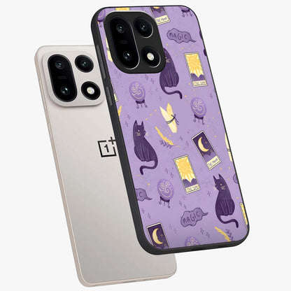 Humble Magic Cats Glass Case for 1+15 captured at a warm angle highlighting playful magical details, gloss, and edge clarity.