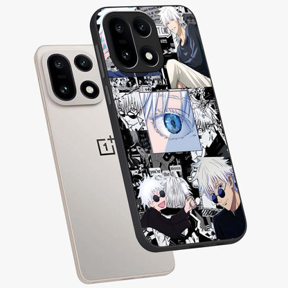 Infinity Sorcerer Chaos Glass Case for 1+15 captured at a warm angle highlighting dynamic magical energy, gloss, and edge clarity.