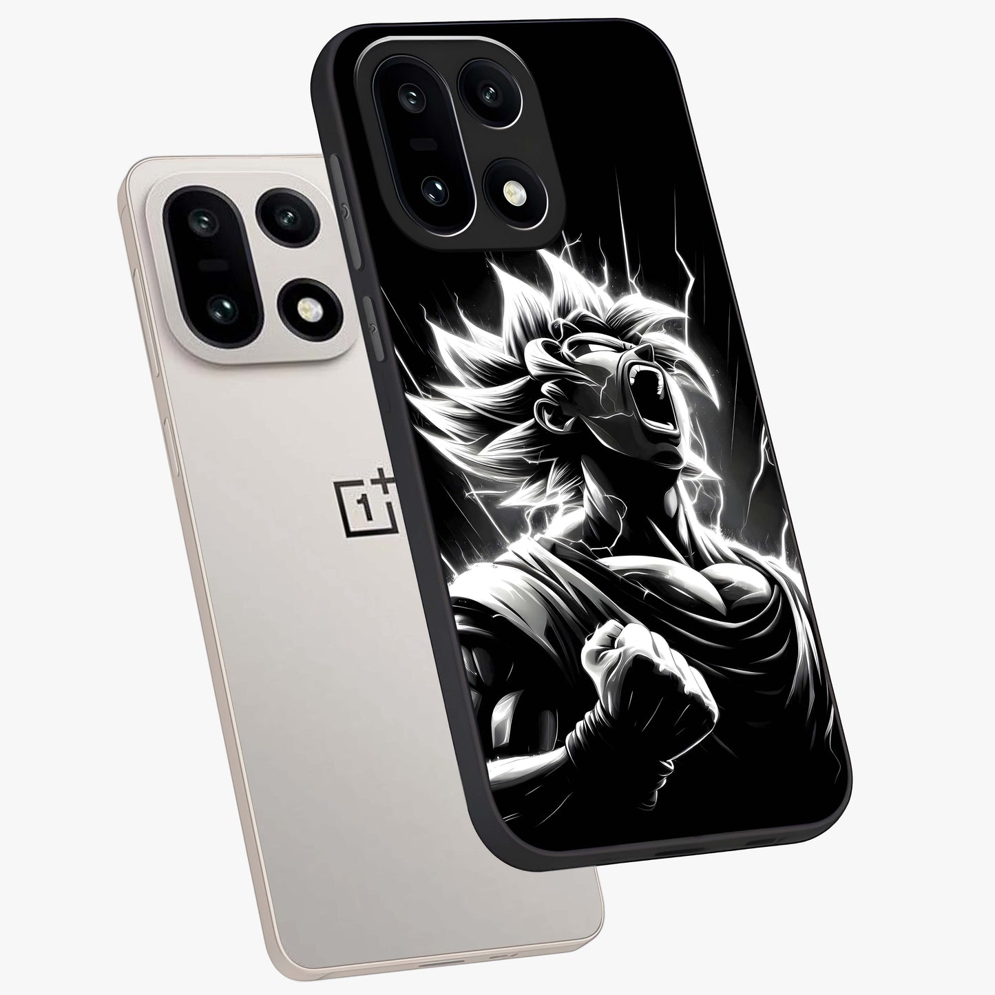 Limitless Power Unleashed Glass Case for 1+15 angled mockup showcasing glossy finish and dramatic power detailing