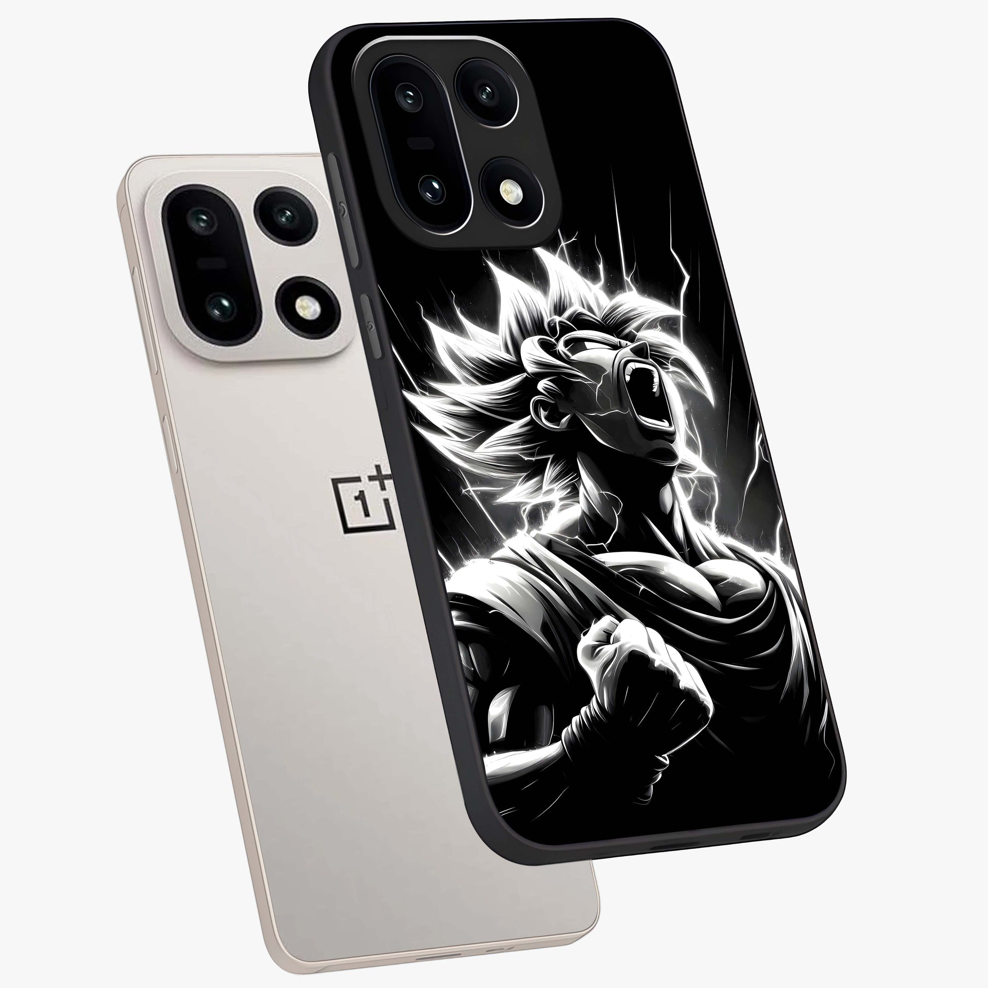 Limitless Power Unleashed Glass Case for 1+15 angled mockup showcasing glossy finish and dramatic power detailing
