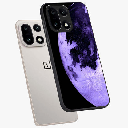 Lunar Glow in Violet Glass Case for 1+15 angled mockup showcasing glossy finish and soft purple gradients