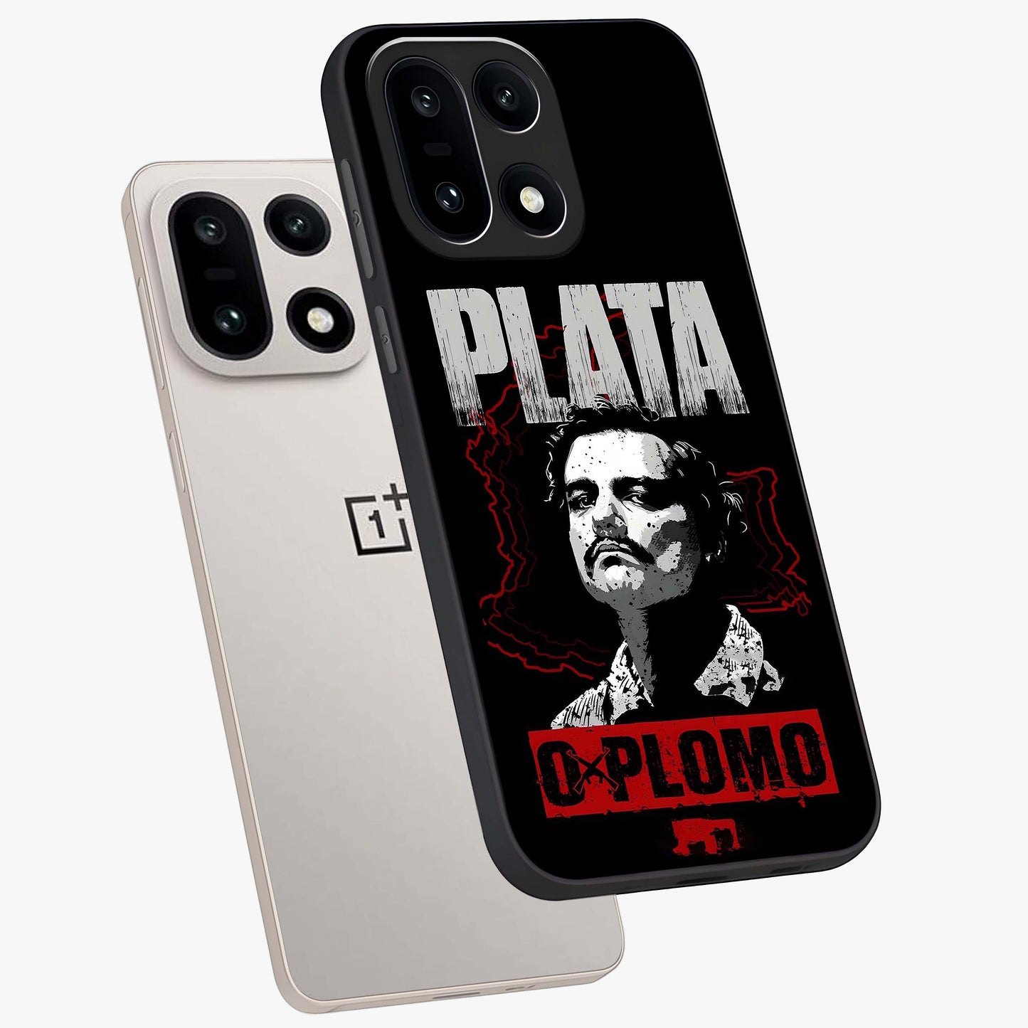 Notorious Crime Empire Glass Case for 1+15 angled mockup showcasing glossy finish and dark urban tones