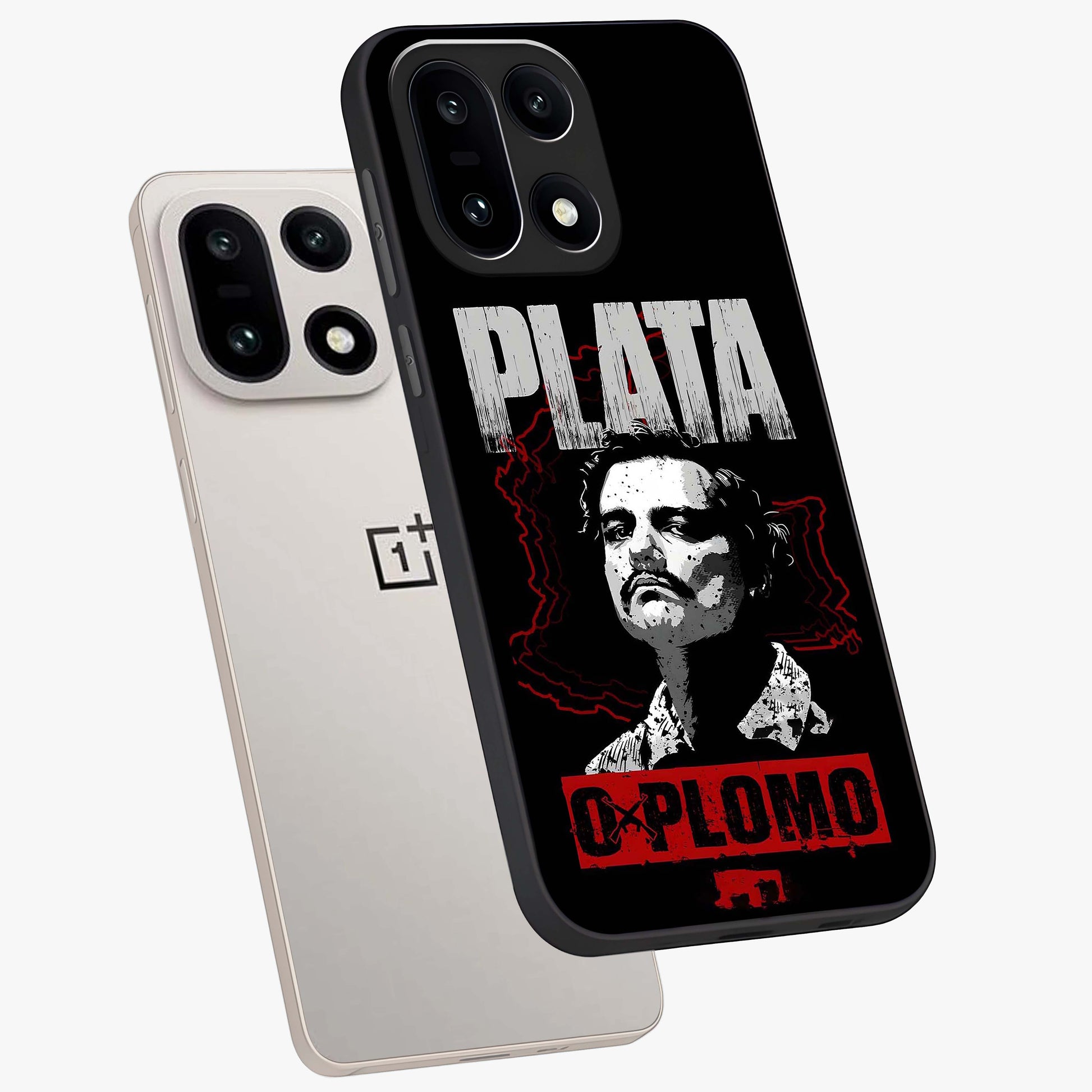 Notorious Crime Empire Glass Case for 1+15 angled mockup showcasing glossy finish and dark urban tones