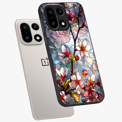 Radiant Bloom Glow Glass Case for 1+15 angled mockup showcasing glossy finish and luminous detailing
