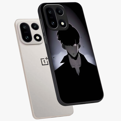 Silent Shadow Awakening Glass Case for 1+15 angled mockup showcasing glossy finish and dramatic shadow detailing
