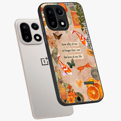 Soft Chaos Aesthetic Glass Case for 1+15 angled mockup showcasing glossy glass finish and blended gradient detailing