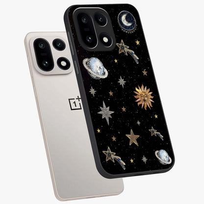 Stars and Planets Brooches Glass Case for 1+15 angled mockup showcasing glossy finish and luminous space tones