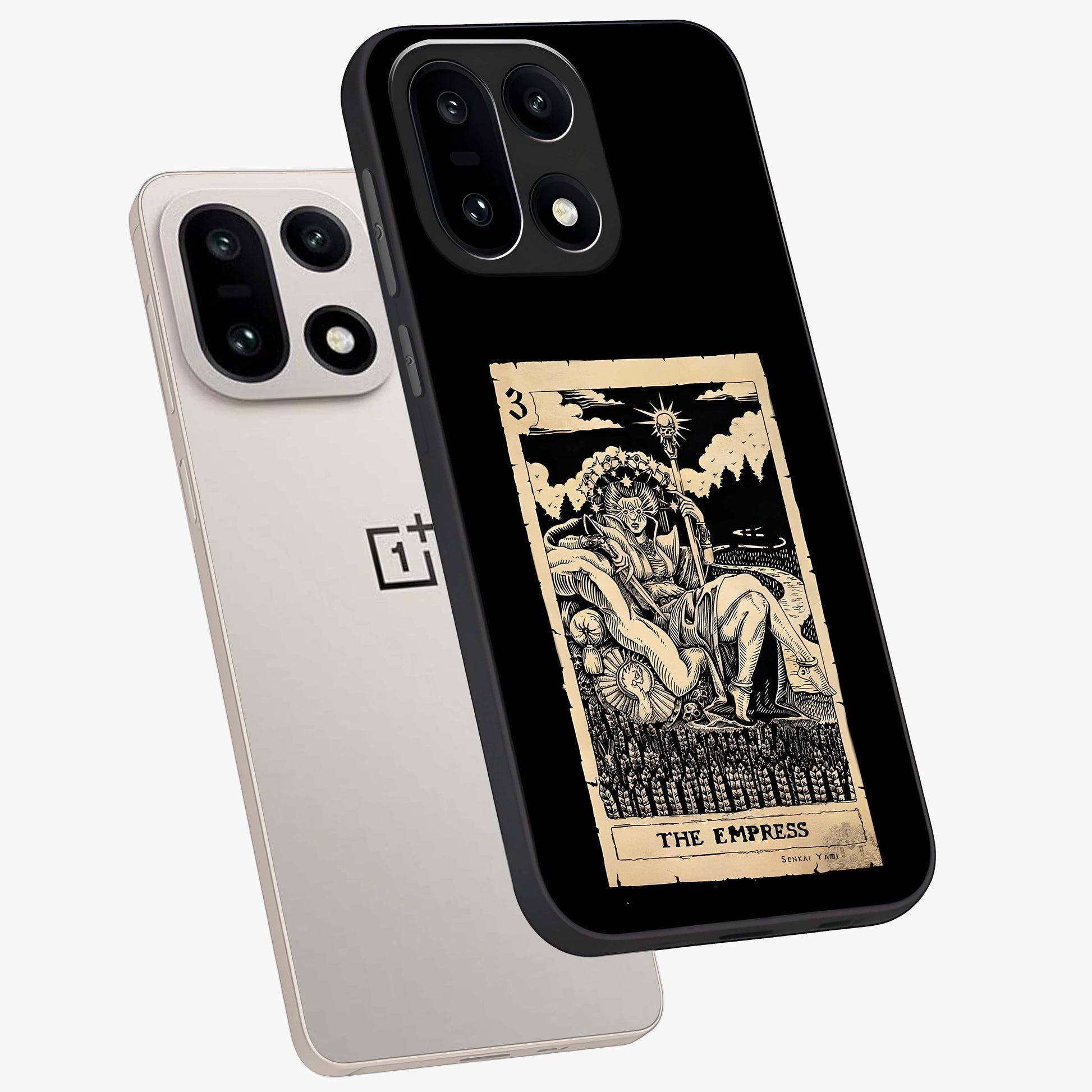 The Empress Glass Case for 1+15 angled mockup showcasing glossy finish and rich luxurious tones