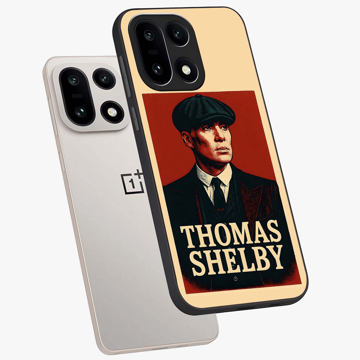 Vintage Mafia Authority Glass Case for 1+15 angled mockup showcasing glossy glass finish and dark vintage detailing