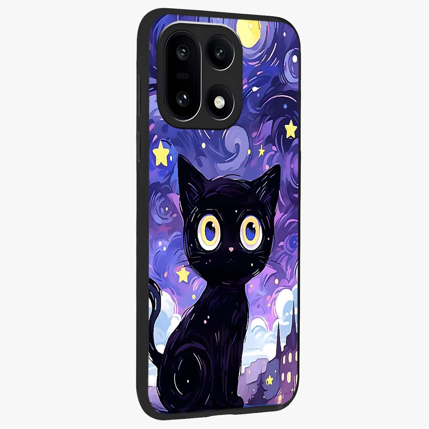 Abstract Cat Art Glass Case for 1+15 stylish side perspective highlighting bold abstract artwork details