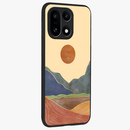 Abstract Mountain Glow Glass Case for 1+15 side perspective highlighting luminous mountain design details