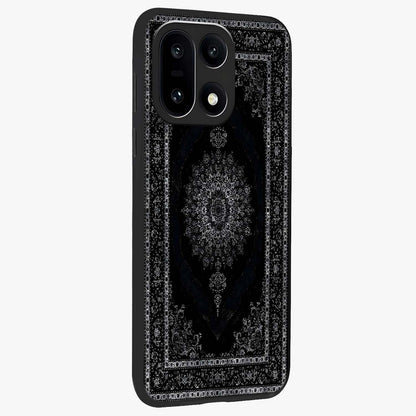 Black Persian Carpet Glass Case for 1+15 side perspective highlighting classic pattern textures and premium build