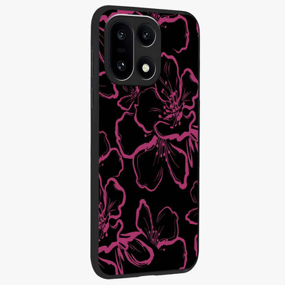 Black Violet Sketch Garden Glass Case for 1+15 side perspective highlighting elegant sketch detailing and premium finish