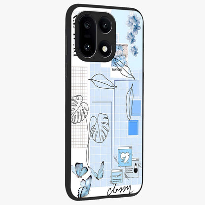 Blue Aesthetic Flower Glass Case for 1+15 side perspective highlighting calming blue tones and premium detailing