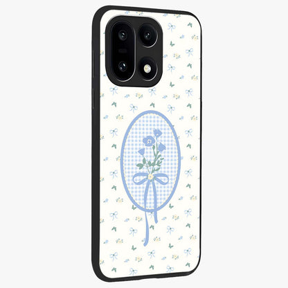 Blue Ribbon Bloom Glass Case for 1+15 side perspective highlighting graceful floral design and premium edges