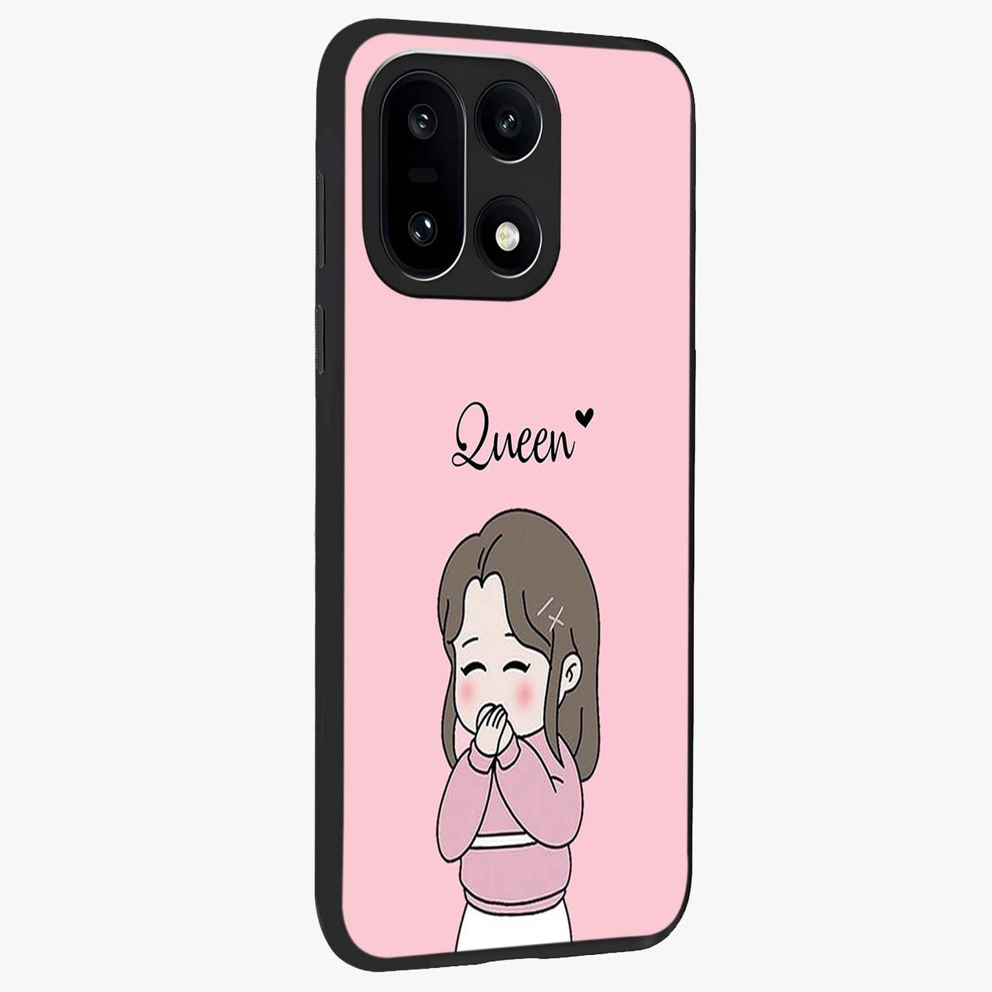 Blushing Love Moment Glass Case for 1+15 side perspective highlighting delicate detailing and premium edges