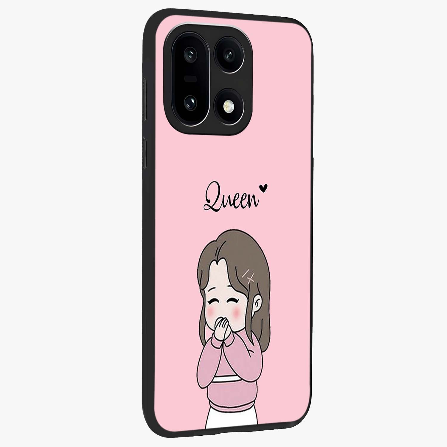 Blushing Love Moment Glass Case for 1+15 side perspective highlighting delicate detailing and premium edges