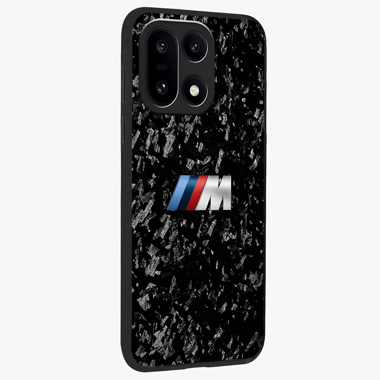 Carbon Speed Mark Glass Case for 1+15 side perspective highlighting sleek sporty detailing and premium build