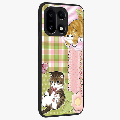 Cats Sweet Button Glass Case for 1+15 side perspective highlighting playful details and sleek premium build