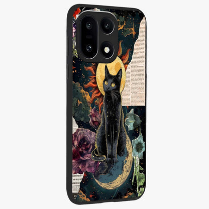Celestial Black Cat Glass Case for 1+15 side perspective highlighting dark cosmic tones and premium edges