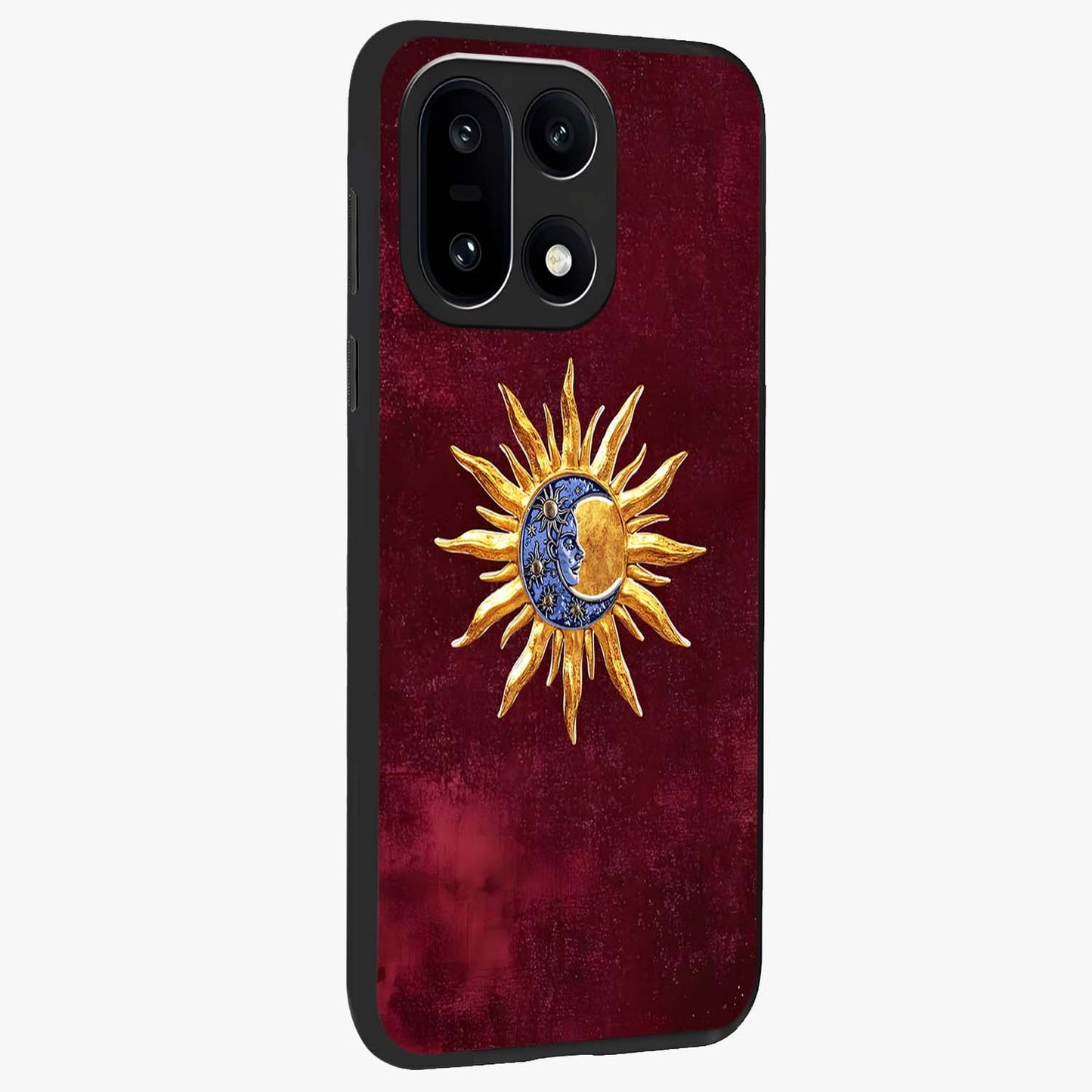 Celestial Unity Charm Glass Case for 1+15 side perspective highlighting detailed charm elements and sleek edges