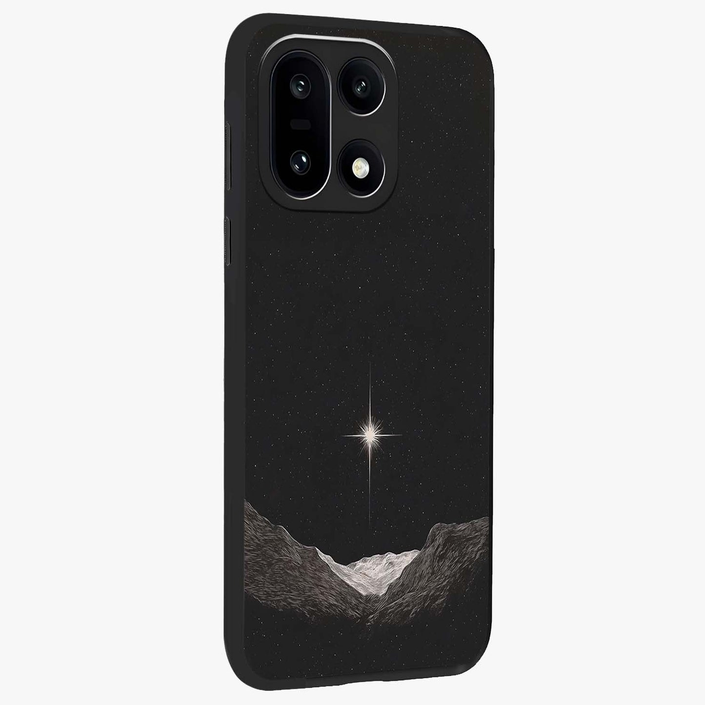 Cosmic Dream Night Glass Case for 1+15 side perspective highlighting vibrant star detailing and premium build