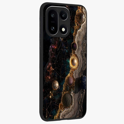 Cosmic Gold Path Glass Case for 1+15 side perspective highlighting premium metallic detailing and sleek edges