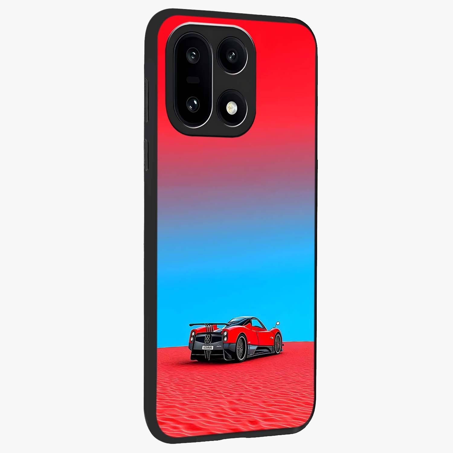 Crimson Speed Mirage Glass Case for 1+15 side perspective highlighting smooth aerodynamic design and premium edges