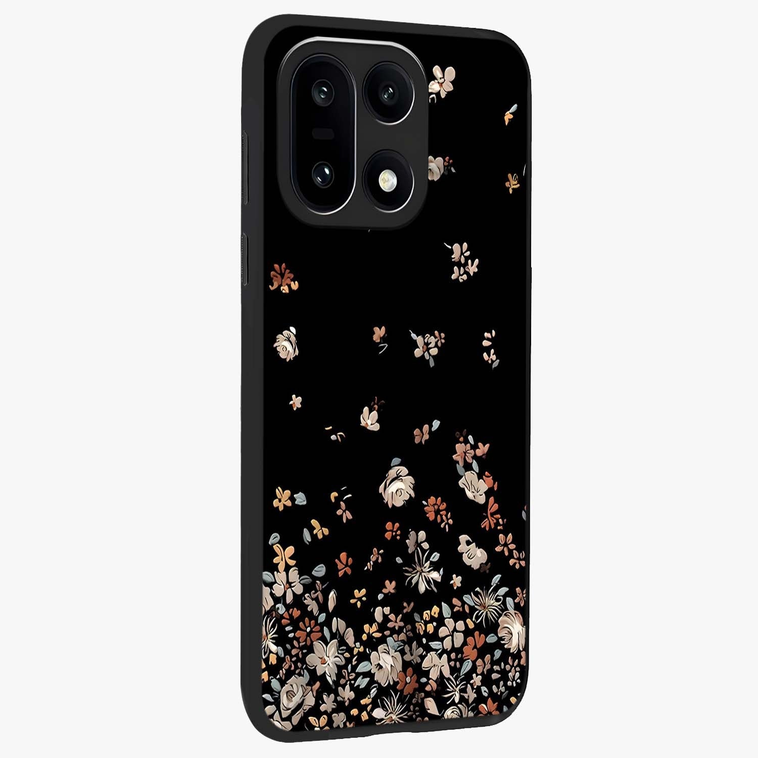 Dark Petal Aesthetic Glass Case for 1+15 side perspective highlighting refined textures and premium edge finish