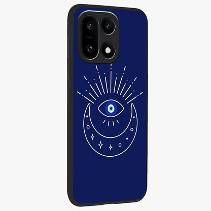 Evil Eyes Dark Blue Glass Case for 1+15 side perspective highlighting intense blue detailing and premium build
