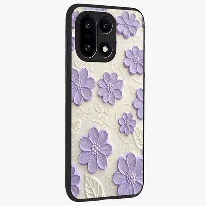 Floral Wall Art With Purple Flowers Glass Case for 1+15 side perspective highlighting delicate bloom details and premium build