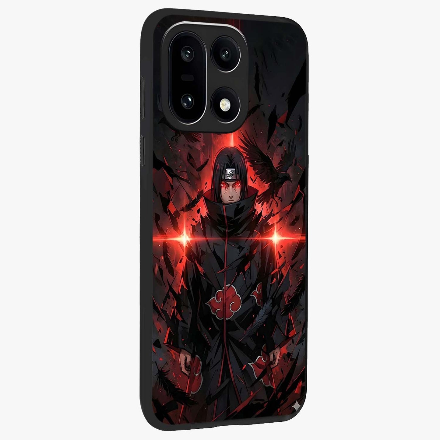 Focused Blade Discipline Glass Case for 1+15 side perspective highlighting sleek weapon inspired textures and premium edges