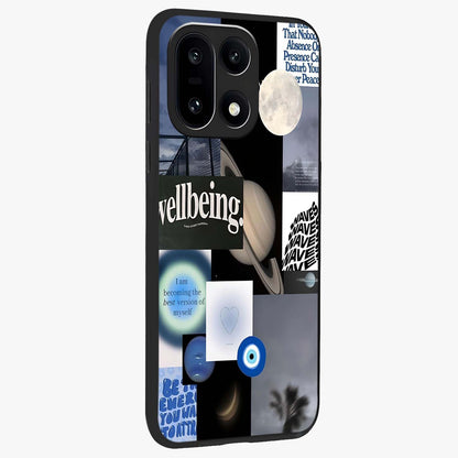 Galactic Energy Collage Glass Case for 1+15 side perspective highlighting bold abstract detailing and sleek build