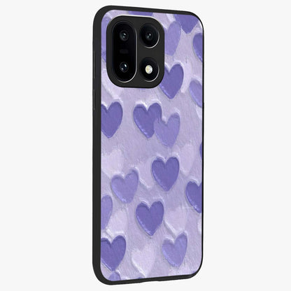 Lavender Paper Hearts Glass Case for 1+15 side perspective highlighting delicate heart textures and sleek build
