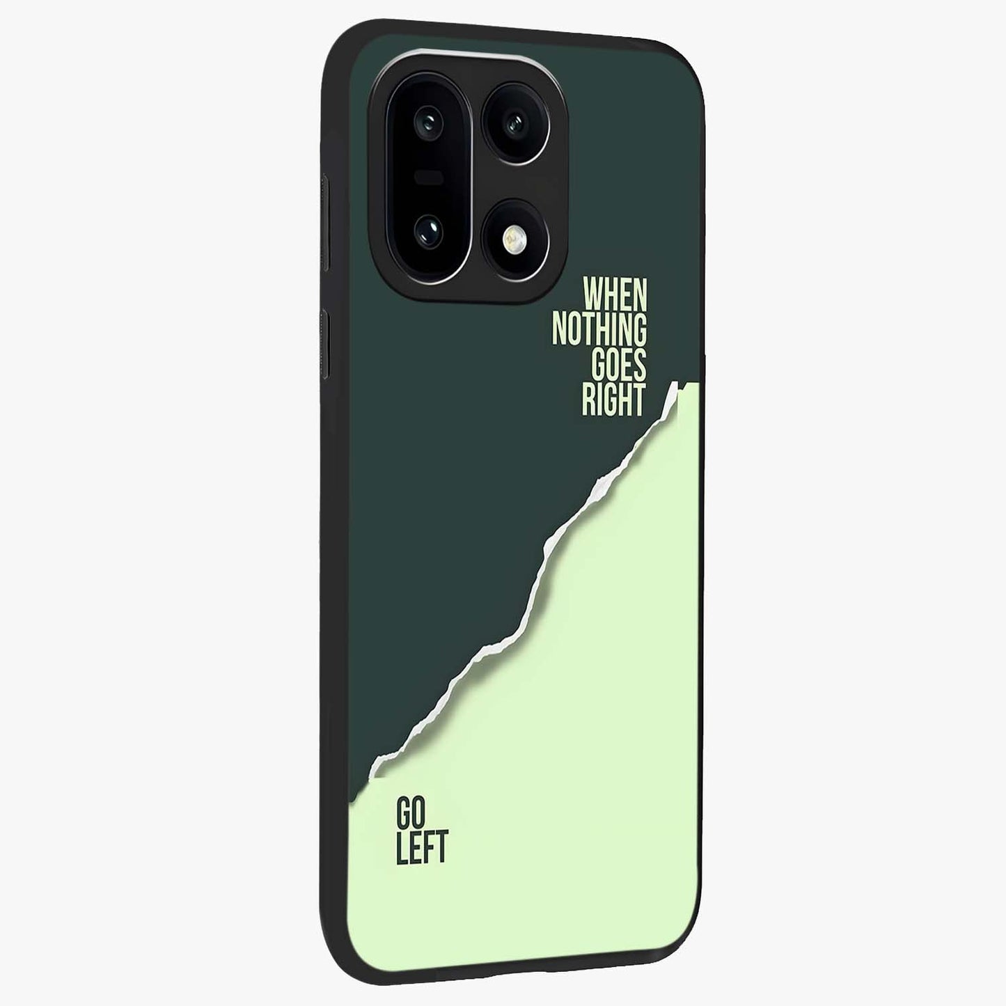 Let Go Quote Glass Case for 1+15 side perspective highlighting bold text detailing and smooth premium edges