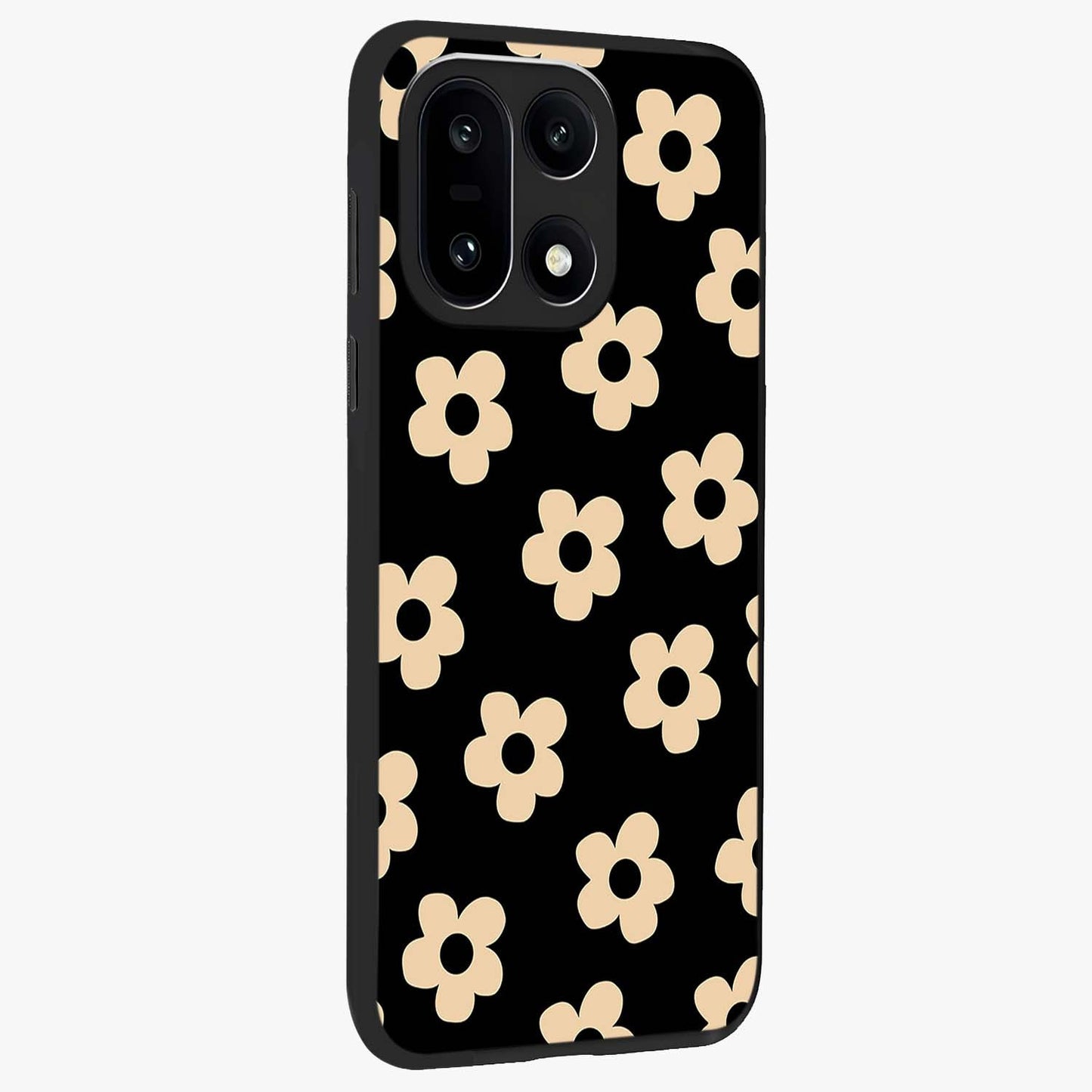 Little Daisy Flower Retro Pattern Glass Case for 1+15 side perspective highlighting playful floral textures and smooth premium edges