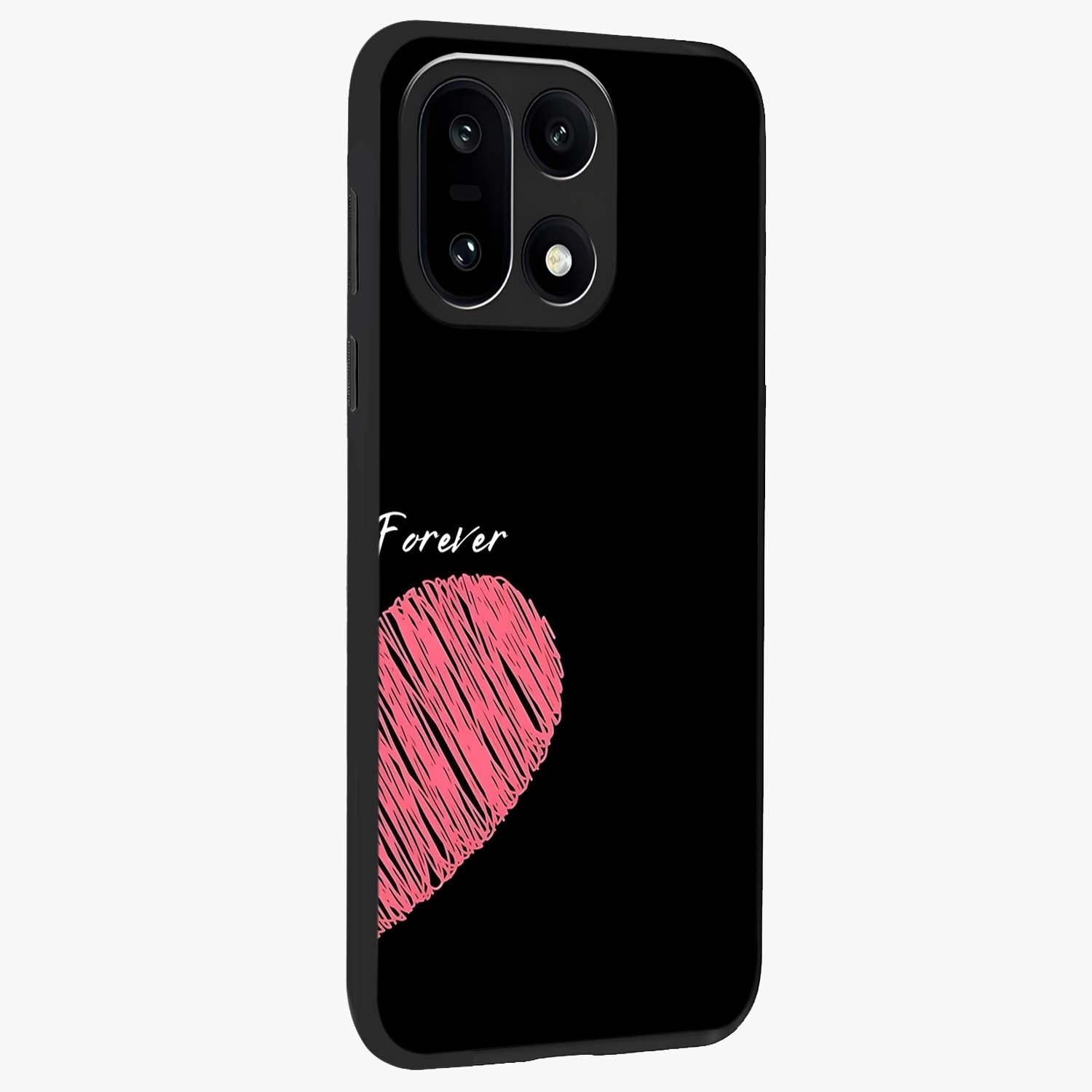 Love Forever Together Right Glass Case for 1+15 side perspective highlighting sweet illustration textures and premium edges