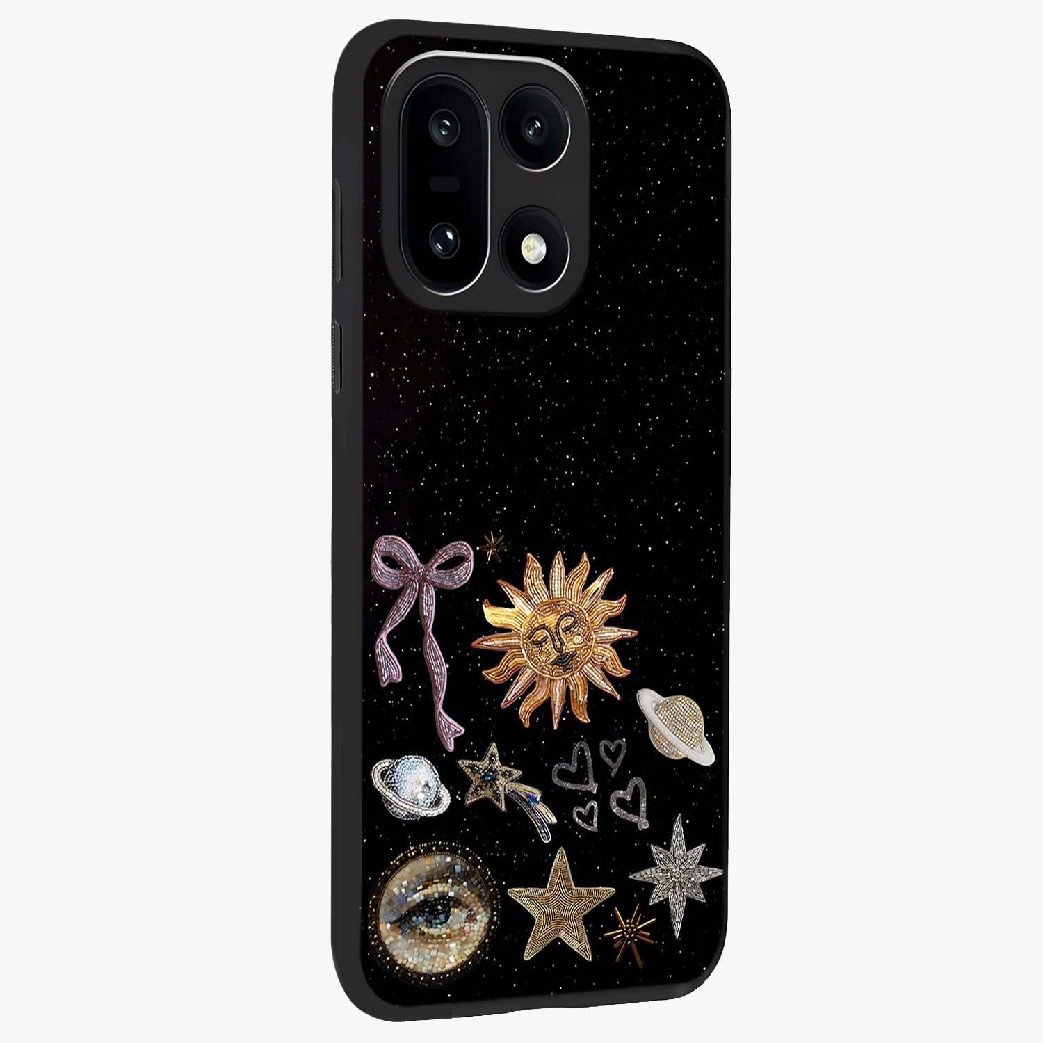 Magical Jewelry Vibe Glass Case for 1+15 side perspective highlighting radiant textures and sleek premium build