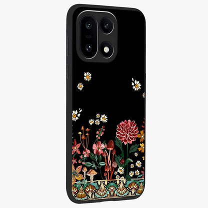 Midnight Bloom Pattern Glass Case for 1+15 side perspective highlighting intricate floral textures and premium edges