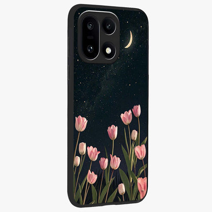 Midnight Tulip Whispers Vibe Glass Case for 1+15 side perspective highlighting graceful floral textures and premium edges