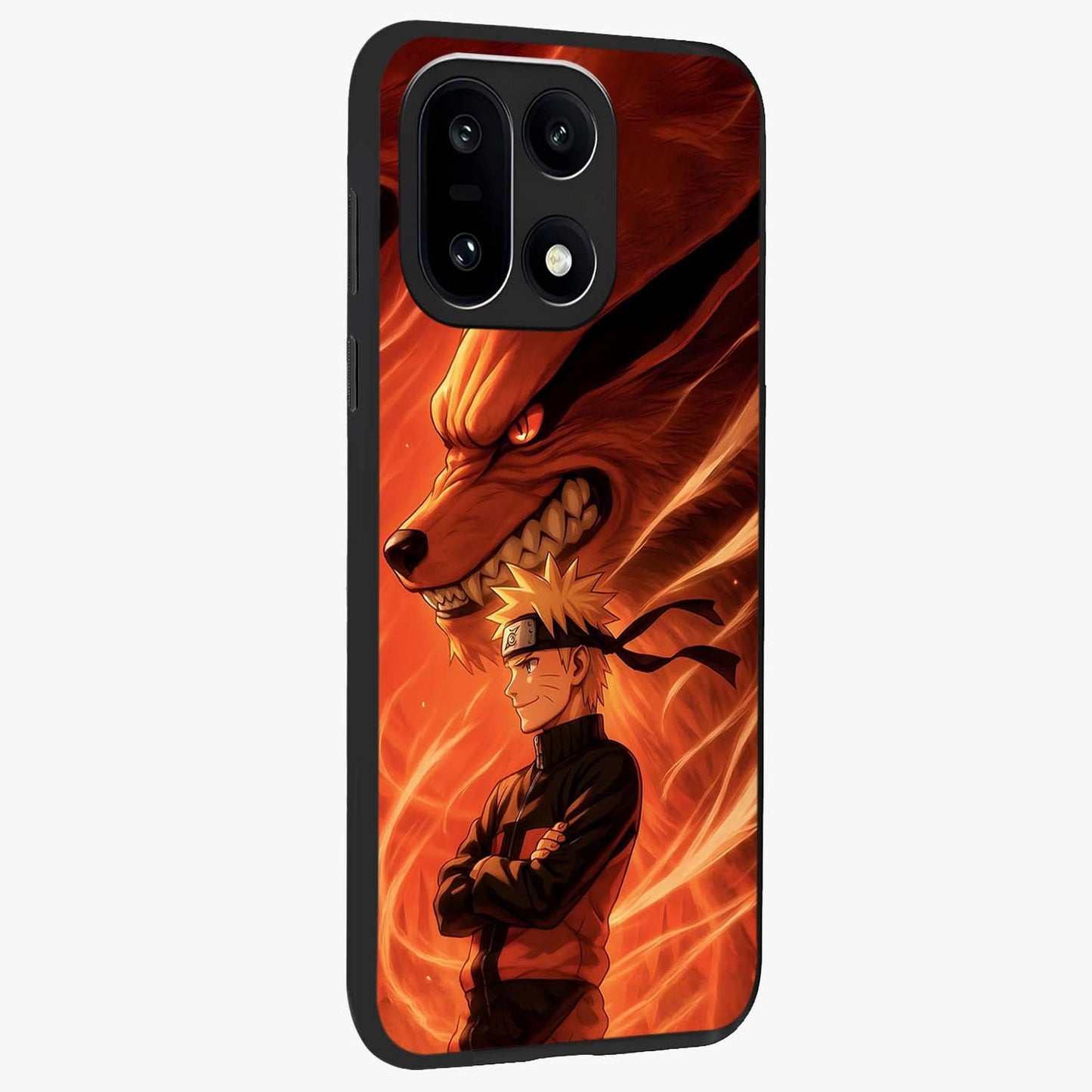 Nine Tails Legacy Glass Case for 1+15 side perspective highlighting detailed character textures and premium edges