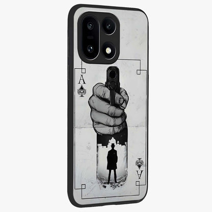 Noir Trigger Fate Glass Case for 1+15 side perspective highlighting strong contrast textures and premium edges