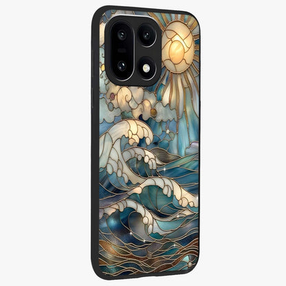 Oceanic Stained Printed Glass Case for 1+15 side perspective highlighting detailed textures and premium edges